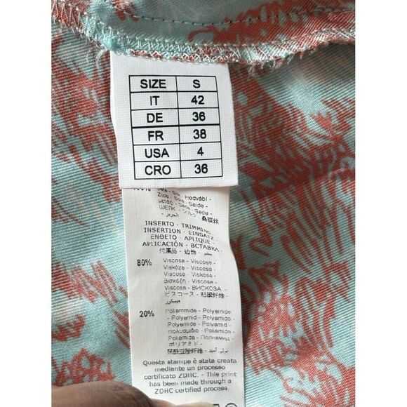 Beatrice B Camisole Lace Top Pop Reef Size 4 Small Teal Orange Made in Italy - Picture 9 of 13